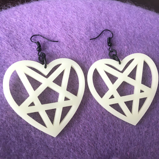 Pentagram Heart Earrings