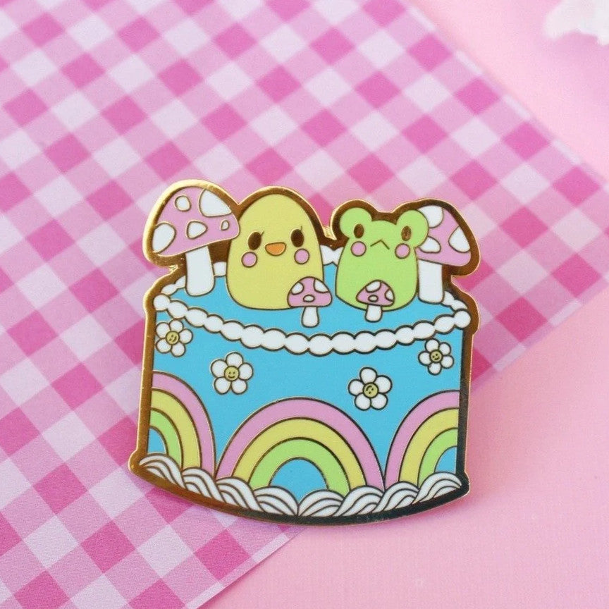 Duck and Frog Cake Pin