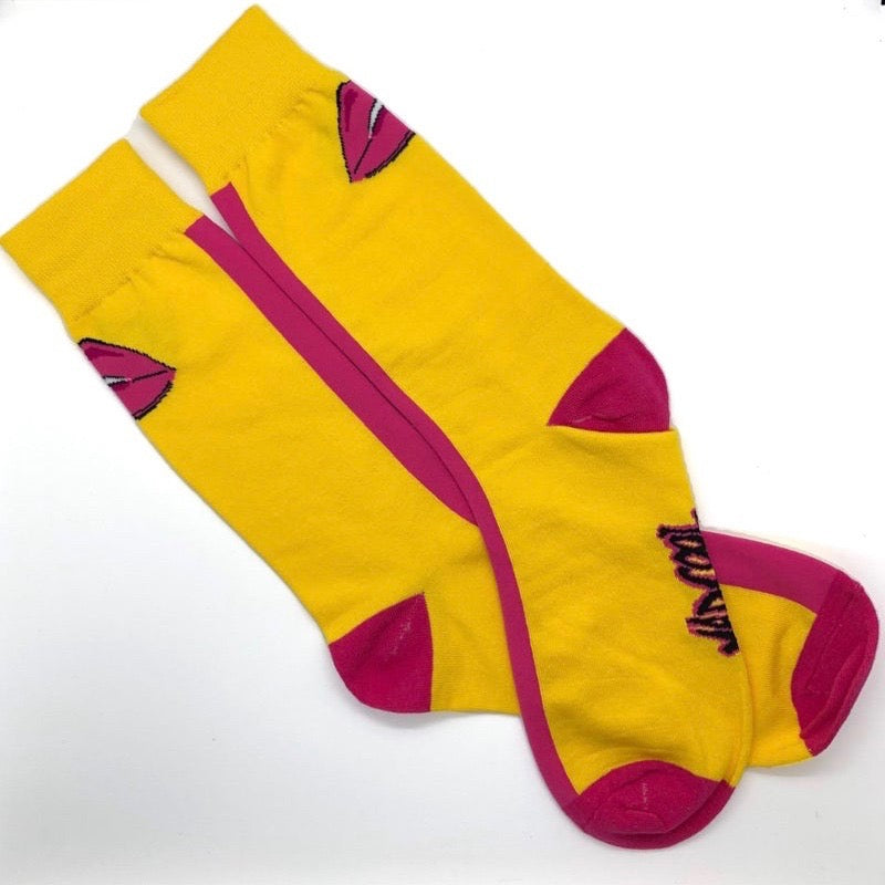 Yellow with Pink Lips Socks