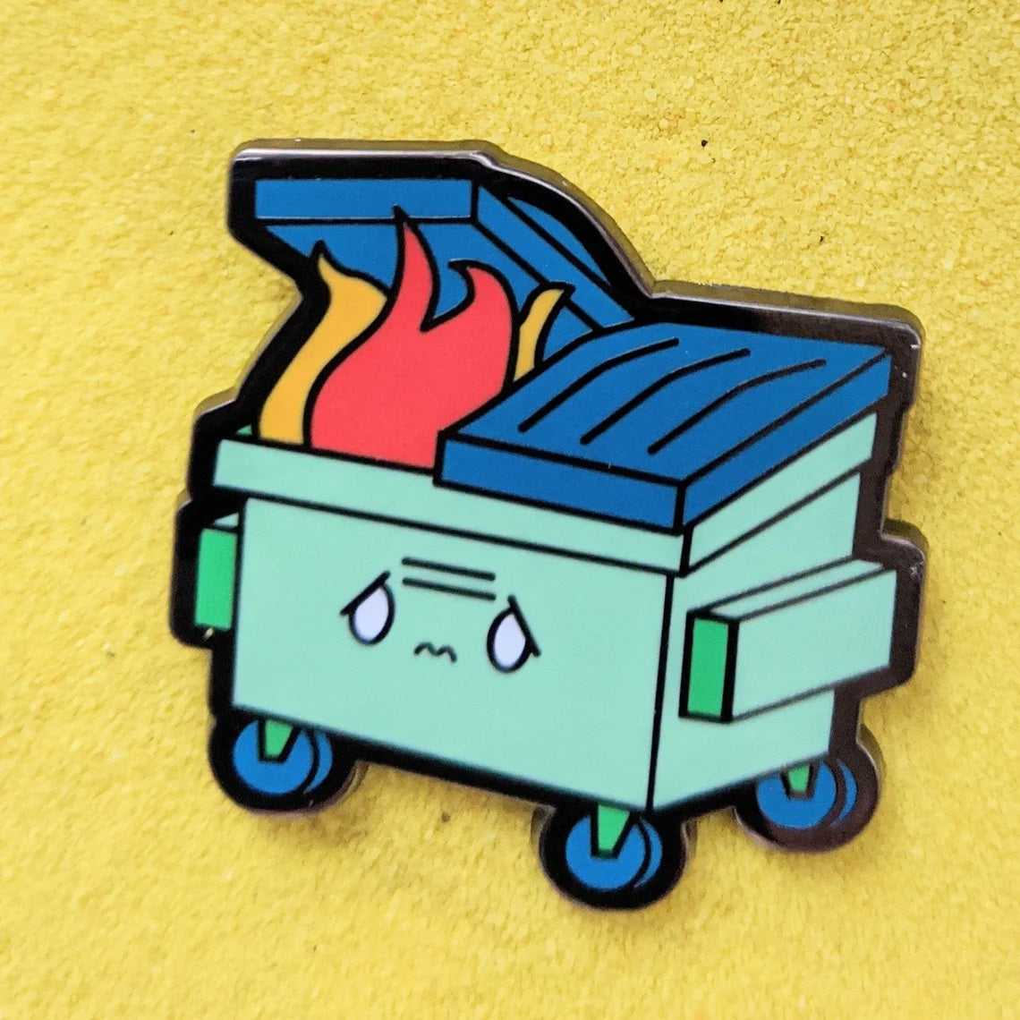 square dumpster fire pin